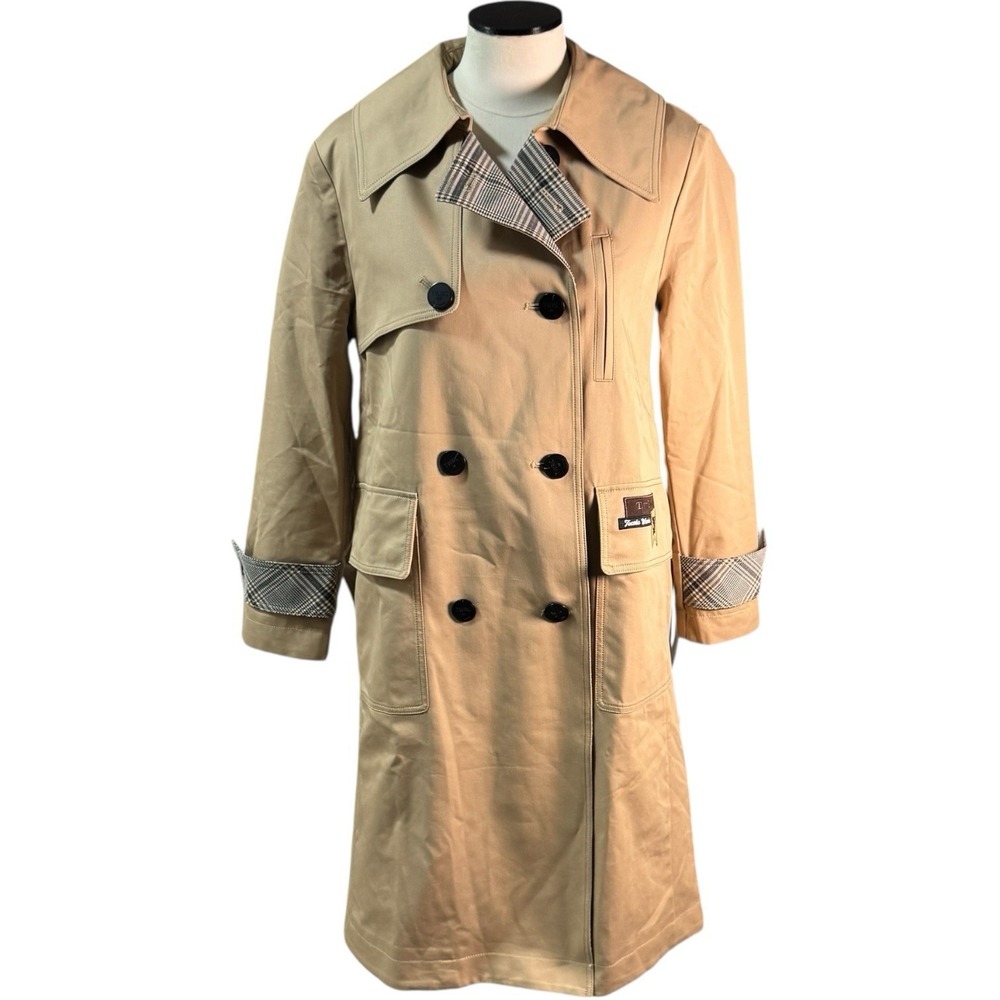 Teenie Weenie Gold Bear Tan & Plaid Trench‎ Coat Jacket Size:S-M 160/84A